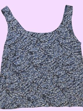 Alex Evenings Blue Printed Scoop Neck Tank Top
